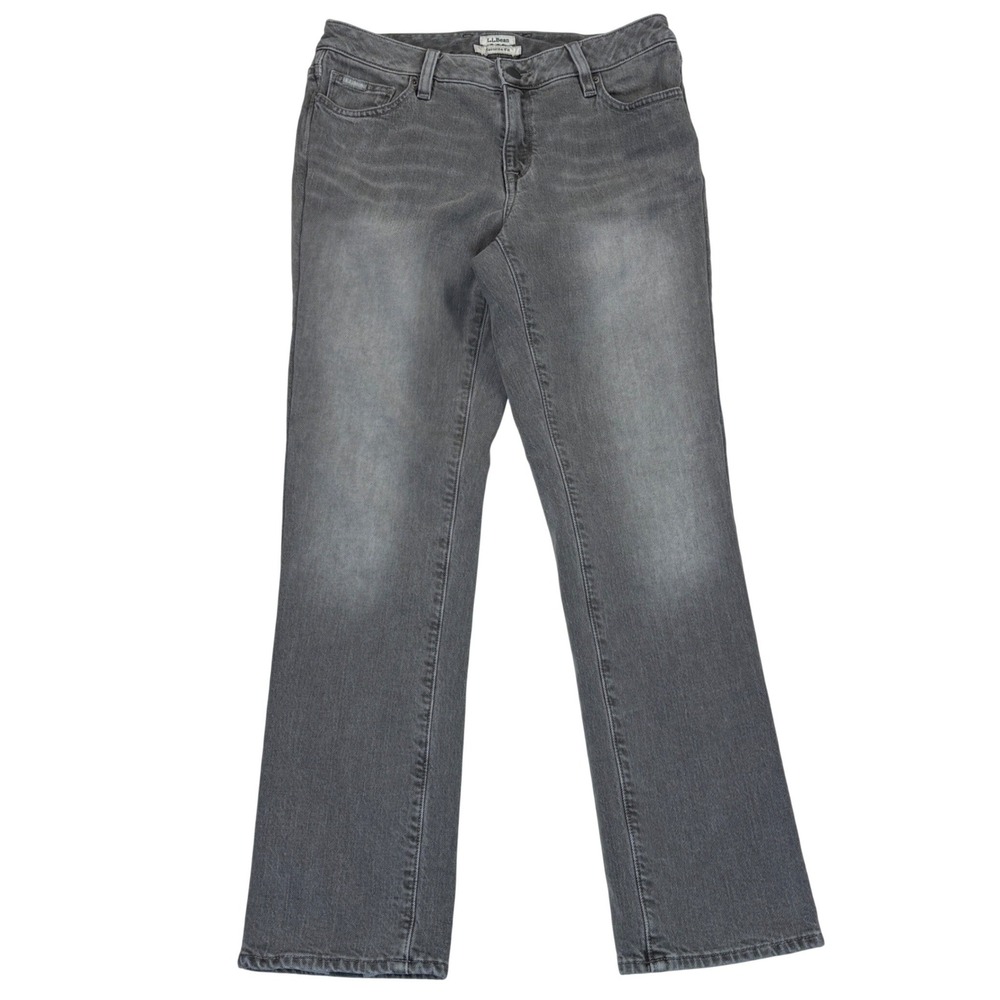 LL Bean Favorite Fit Grey Flannel Lined Straight Leg Jeans Womens 4 Pet 28x27